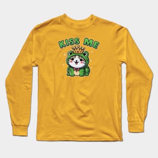 Kiss Me - Cute Cat - Frog Prince Long Sleeve T-Shirt